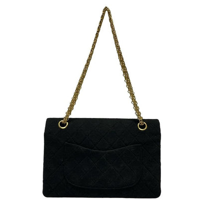 Chanel Shoulder Bag Double Flap Matelasse Black Mademoiselle Chain/gold