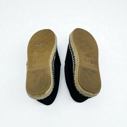 Chanel Flat Shoes Velor Black Gold Black Logo Espadrilles