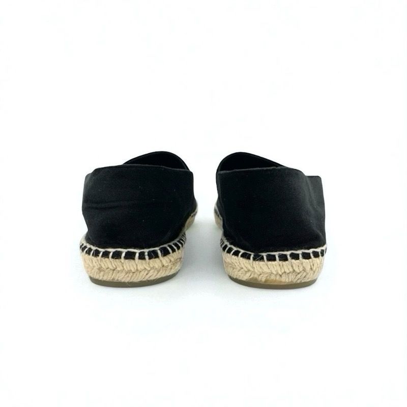Chanel Flat Shoes Velor Black Gold Black Logo Espadrilles
