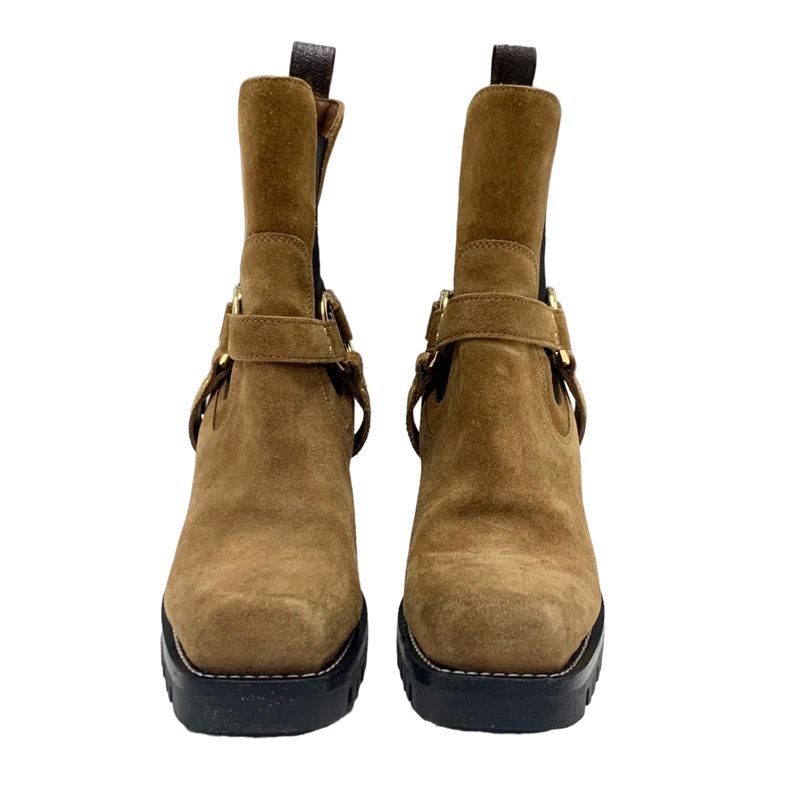 Louis Vuitton Limitless Line Boots Short Boots Shoes Suede Brown Black Gold