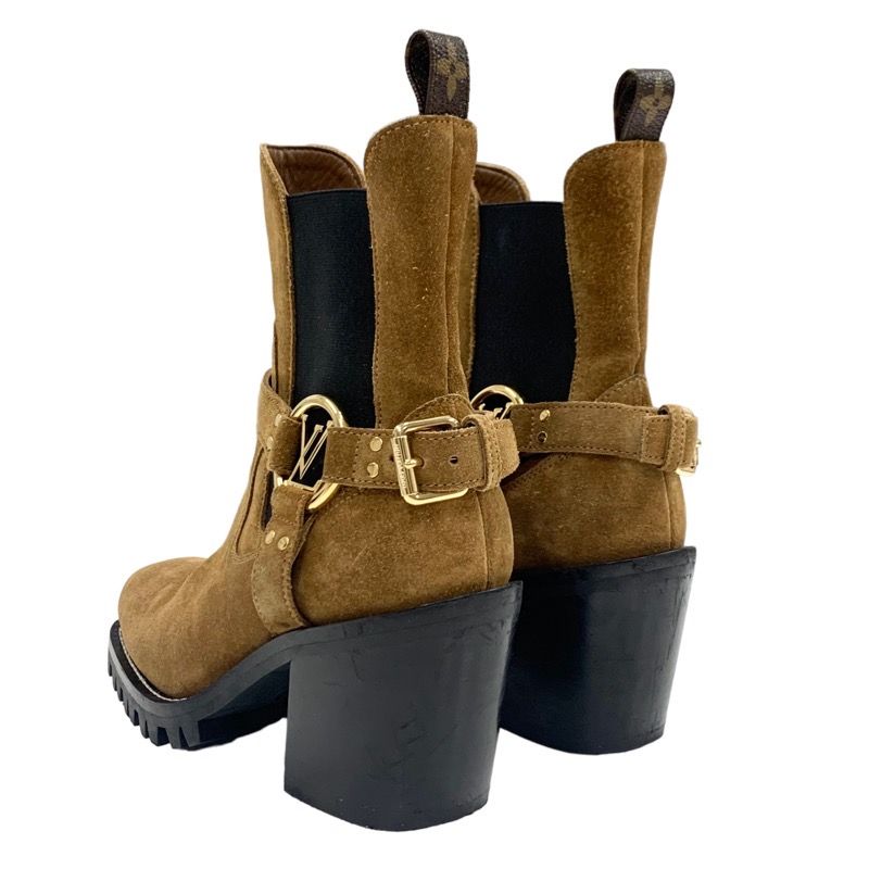 Louis Vuitton Limitless Line Boots Short Boots Shoes Suede Brown Black Gold
