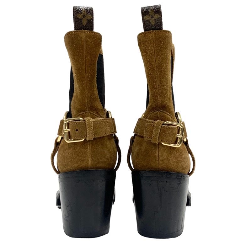 Louis Vuitton Limitless Line Boots Short Boots Shoes Suede Brown Black Gold