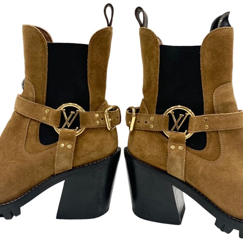 Louis Vuitton Limitless Line Boots Short Boots Shoes Suede Brown Black Gold