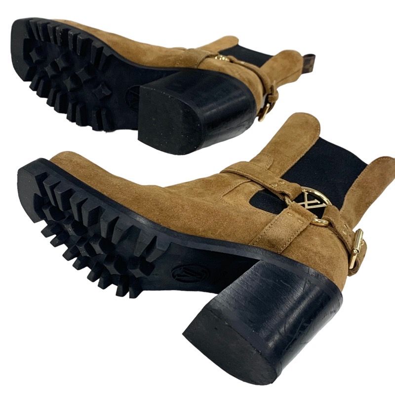 Louis Vuitton Limitless Line Boots Short Boots Shoes Suede Brown Black Gold