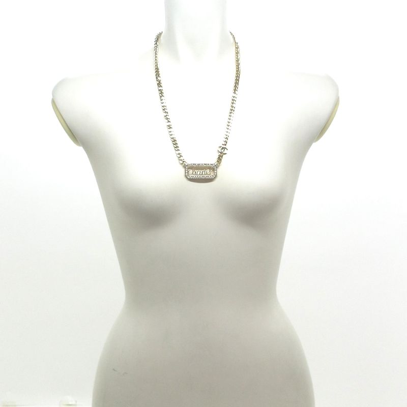 Chanel Necklace - Gold Ivory And Clear Logo Motif