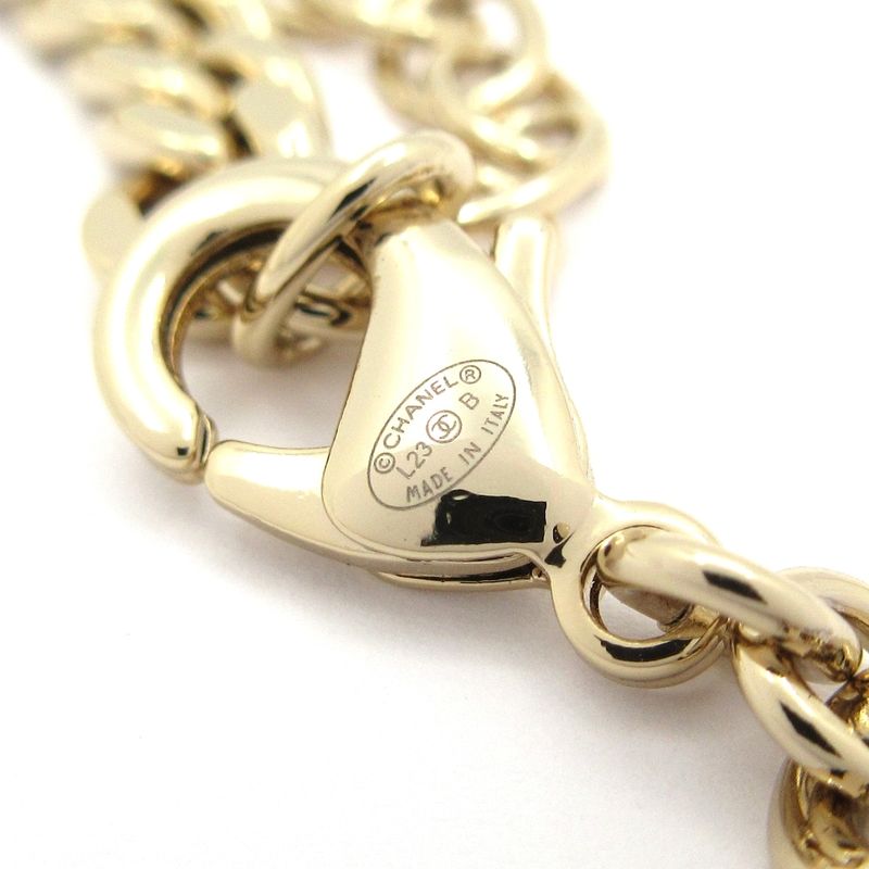 Chanel Necklace - Gold Ivory And Clear Logo Motif
