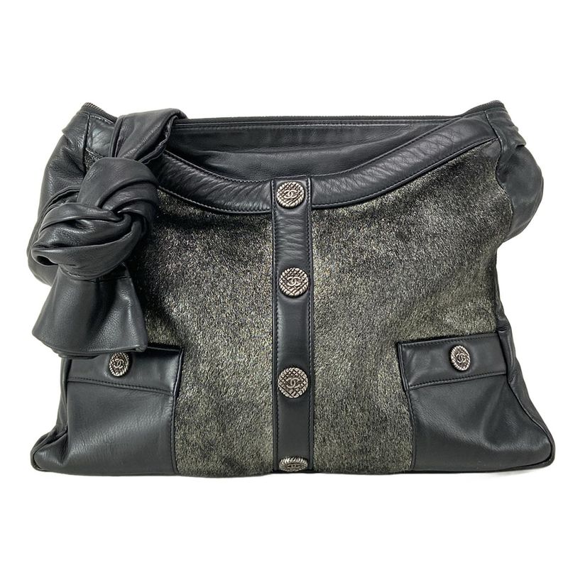 Chanel Shoulder Bag Girl Chanel Black And Silver Vintage Silver Hardware