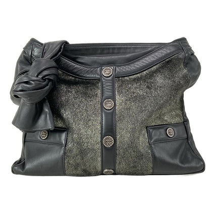 Chanel Shoulder Bag Girl Chanel Black And Silver Vintage Silver Hardware