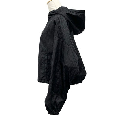 Prada Outer Black Silver Triangle Logo Short Jacket Cropped