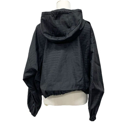 Prada Outer Black Silver Triangle Logo Short Jacket Cropped