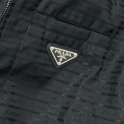 Prada Outer Black Silver Triangle Logo Short Jacket Cropped