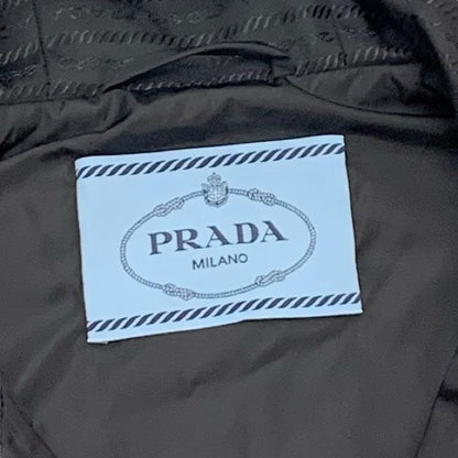 Prada Outer Black Silver Triangle Logo Short Jacket Cropped
