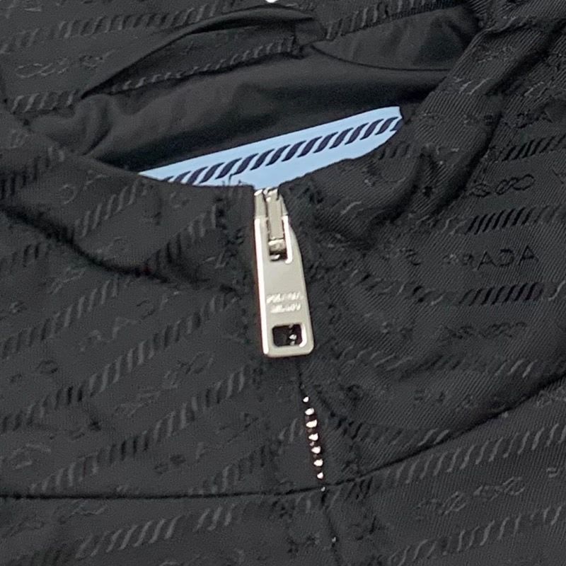 Prada Outer Black Silver Triangle Logo Short Jacket Cropped