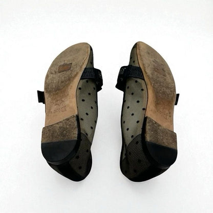 Christian DIOR Jadior Flat Shoes Mesh Fabric Black Logo Dot Ribbon Rhinestone