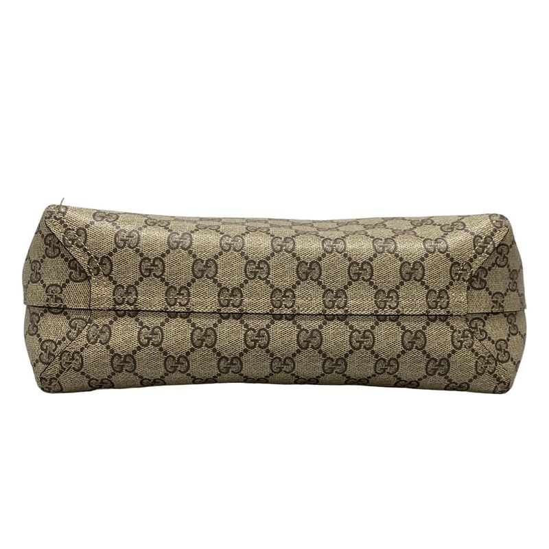 Gucci GG Supreme Reversible Small Tote Bag 372613 Beige X Ebony X Red Leather