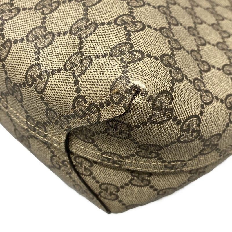 Gucci GG Supreme Reversible Small Tote Bag 372613 Beige X Ebony X Red Leather