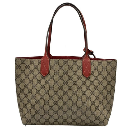 Gucci GG Supreme Reversible Small Tote Bag 372613 Beige X Ebony X Red Leather