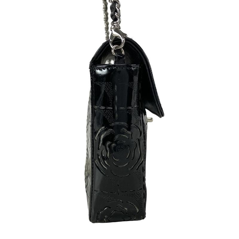 Chanel Shoulder Bag Camellia Black Laser Cut / Chain Shoulder / Silver Hardware