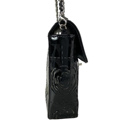 Chanel Shoulder Bag Camellia Black Laser Cut / Chain Shoulder / Silver Hardware