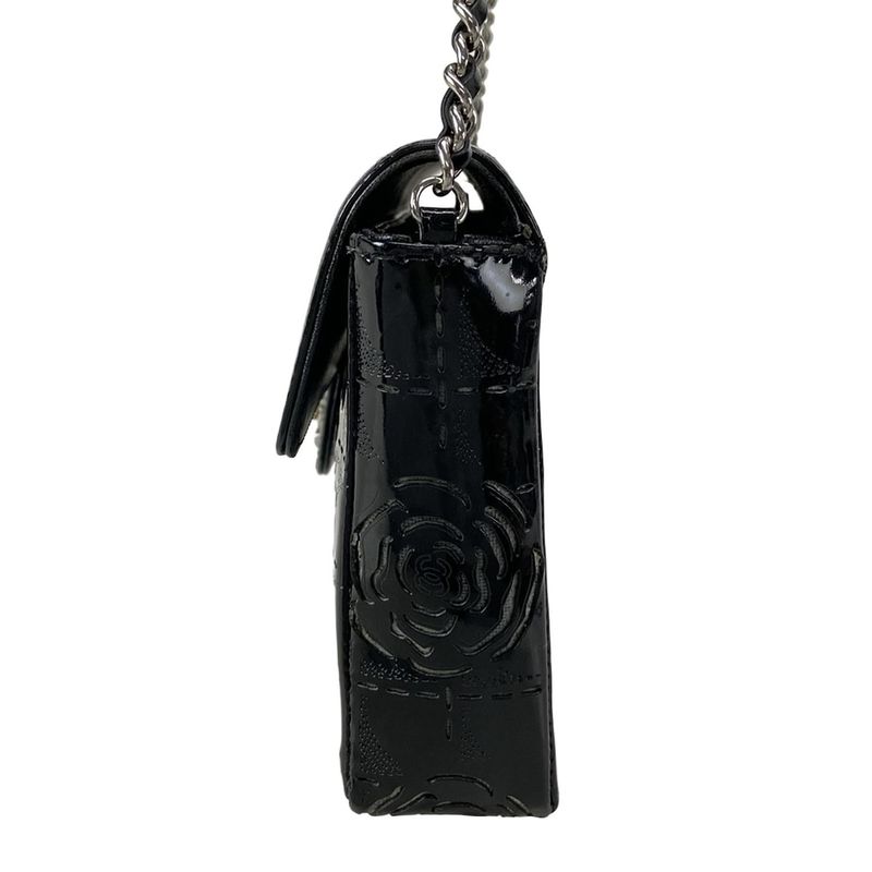 Chanel Shoulder Bag Camellia Black Laser Cut / Chain Shoulder / Silver Hardware