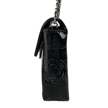 Chanel Shoulder Bag Camellia Black Laser Cut / Chain Shoulder / Silver Hardware