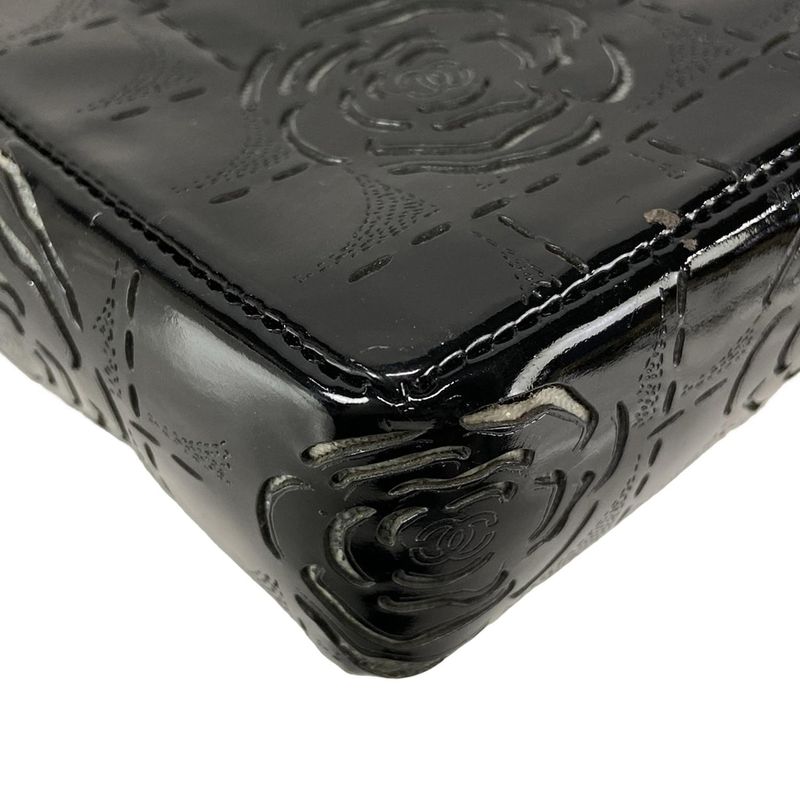 Chanel Shoulder Bag Camellia Black Laser Cut / Chain Shoulder / Silver Hardware