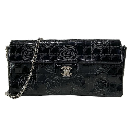 Chanel Shoulder Bag Camellia Black Laser Cut / Chain Shoulder / Silver Hardware