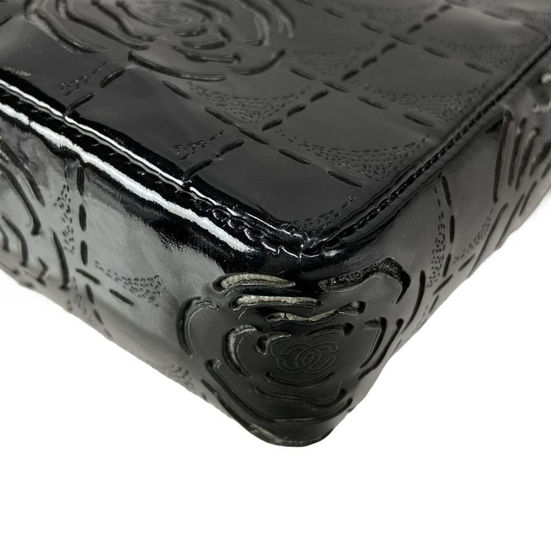 Chanel Shoulder Bag Camellia Black Laser Cut / Chain Shoulder / Silver Hardware