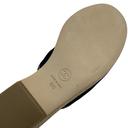 Chanel Sandals Shoes Suede Cork Navy Multicolor Coco Mark Wedge Sole