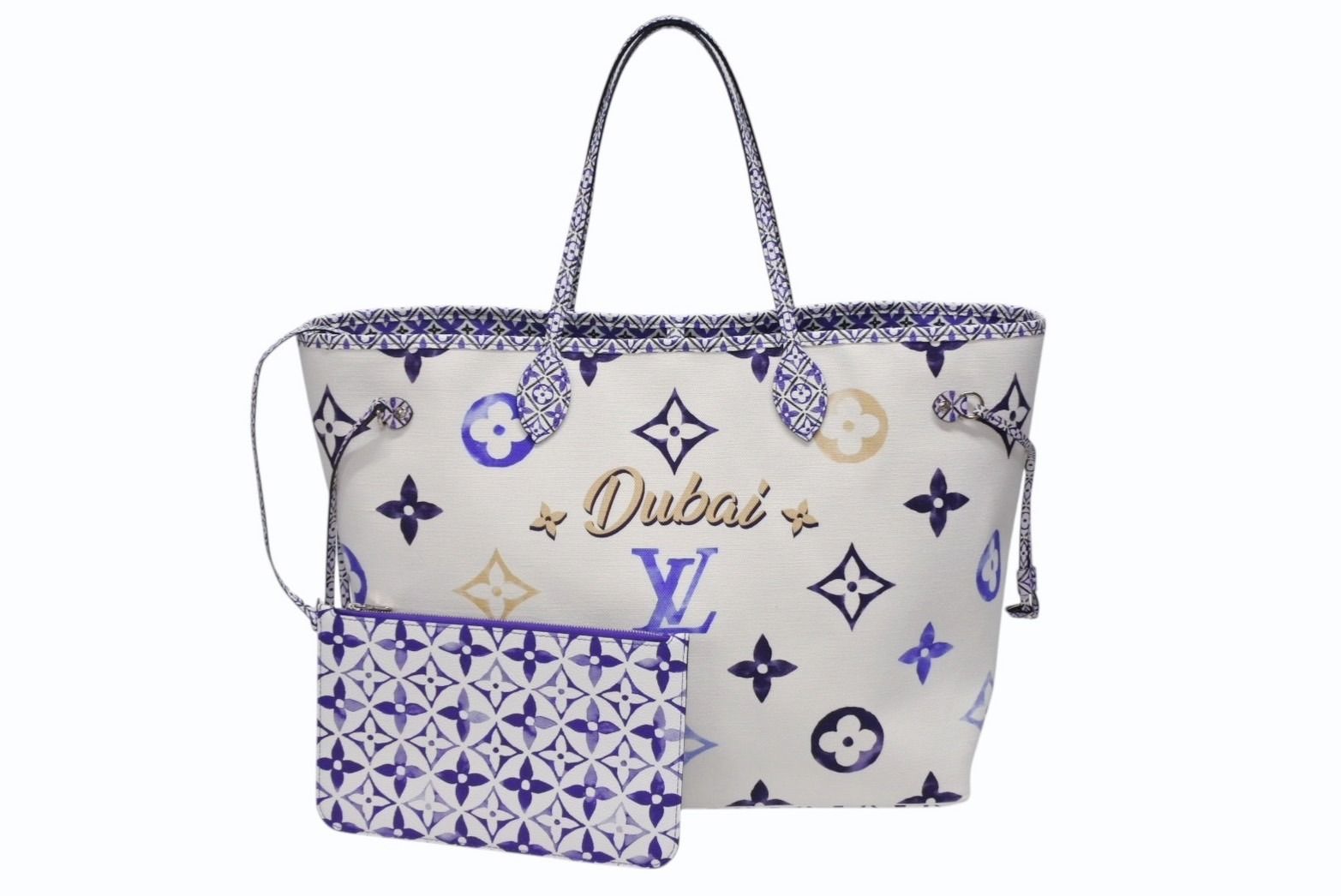 Louis Vuitton Neverfull GM Tote Bag Dubai Limited Monogram Canvas Blue