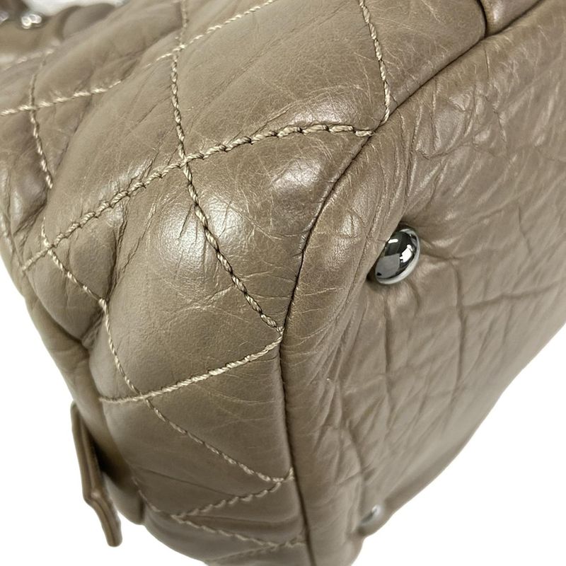 Chanel Handbag Lady Blade Beige Silver Hardware