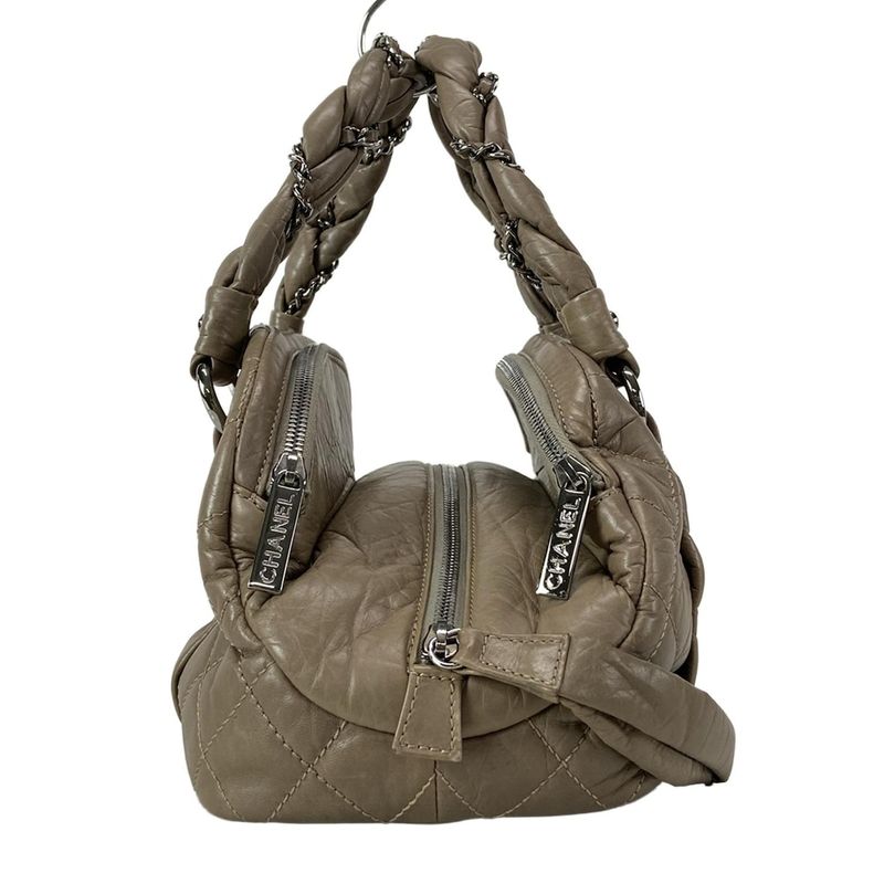 Chanel Handbag Lady Blade Beige Silver Hardware