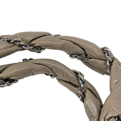 Chanel Handbag Lady Blade Beige Silver Hardware