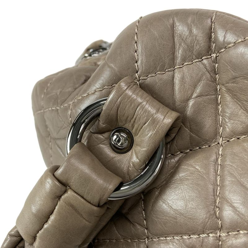 Chanel Handbag Lady Blade Beige Silver Hardware