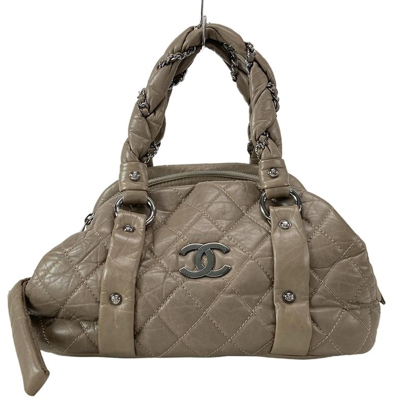 Chanel Handbag Lady Blade Beige Silver Hardware