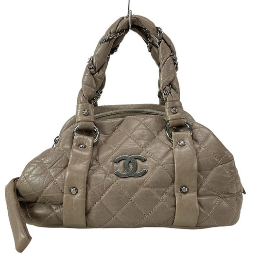 Chanel Handbag Lady Blade Beige Silver Hardware