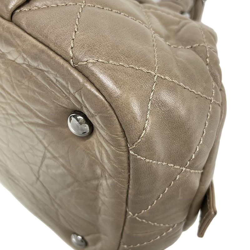 Chanel Handbag Lady Blade Beige Silver Hardware