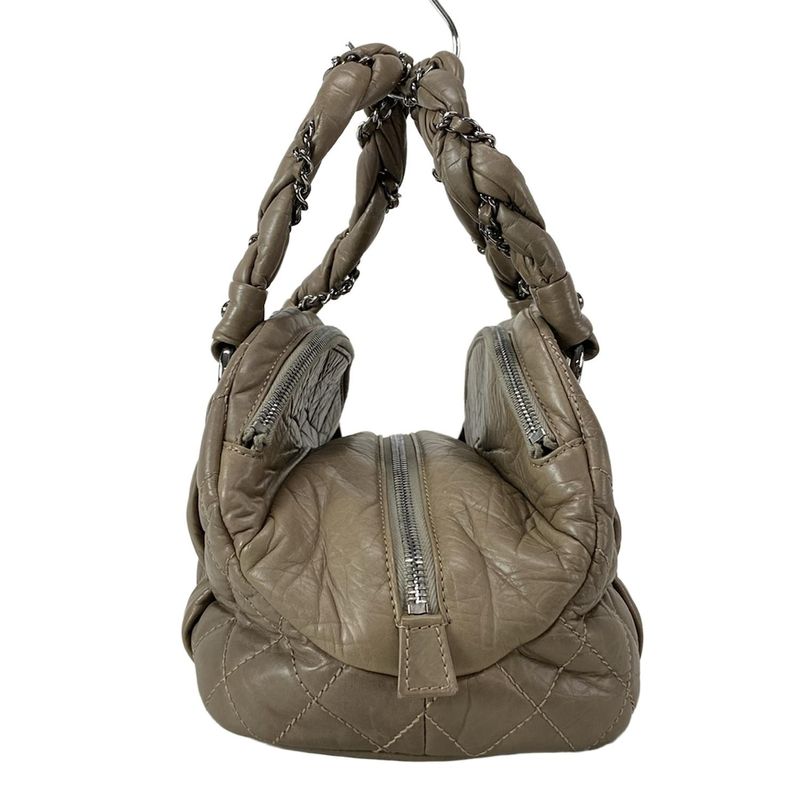 Chanel Handbag Lady Blade Beige Silver Hardware