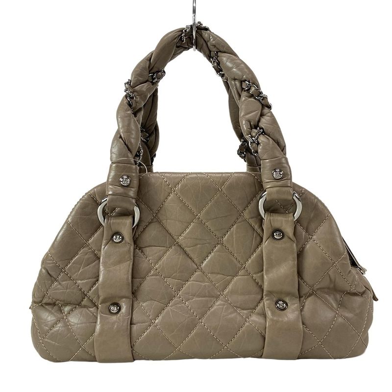 Chanel Handbag Lady Blade Beige Silver Hardware