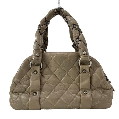 Chanel Handbag Lady Blade Beige Silver Hardware