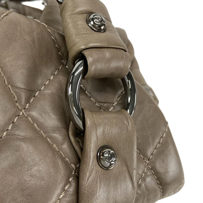 Chanel Handbag Lady Blade Beige Silver Hardware