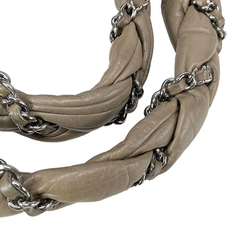 Chanel Handbag Lady Blade Beige Silver Hardware