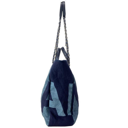 Chanel Tote Large Shopping Bag A57162 Light Blue X Navy Chain Shoulder / Silver