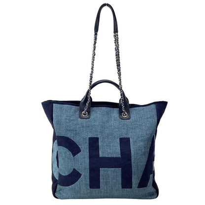 Chanel Tote Large Shopping Bag A57162 Light Blue X Navy Chain Shoulder / Silver