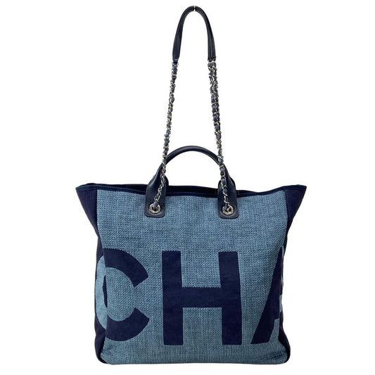 Chanel Tote Large Shopping Bag A57162 Light Blue X Navy Chain Shoulder / Silver