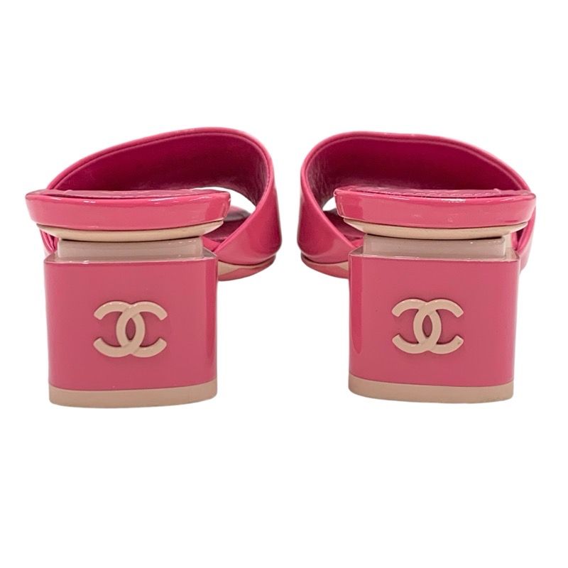 Chanel Sandals Shoes Patent Pink Mule Here Mark
