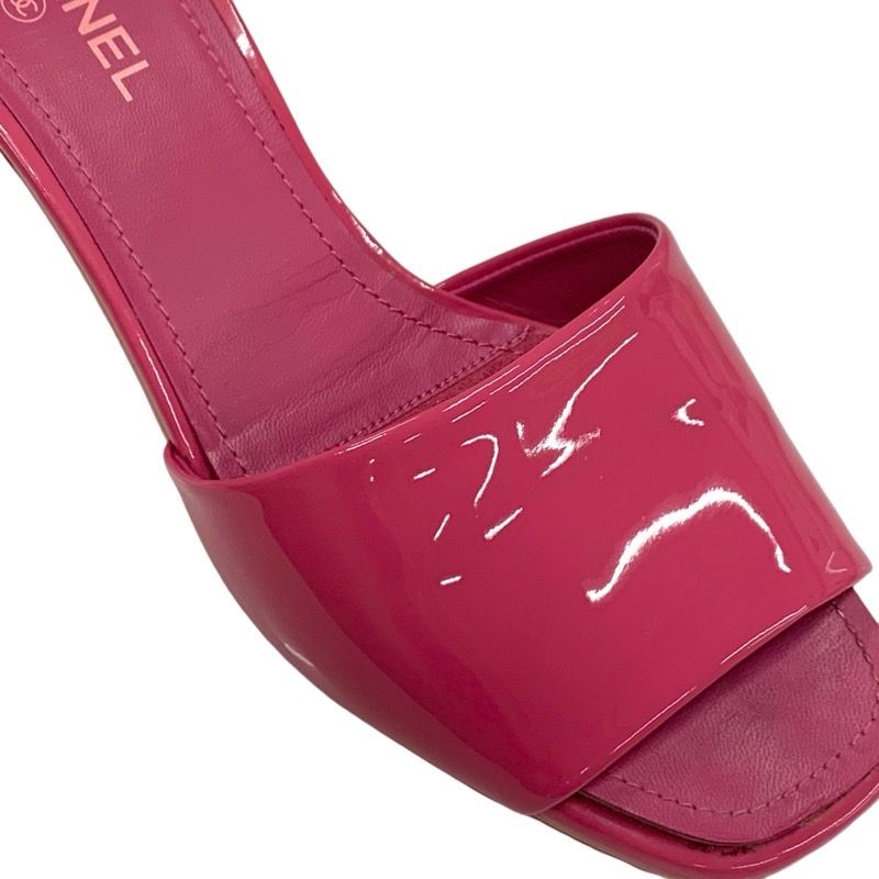 Chanel Sandals Shoes Patent Pink Mule Here Mark