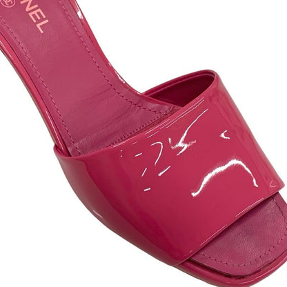 Chanel Sandals Shoes Patent Pink Mule Here Mark