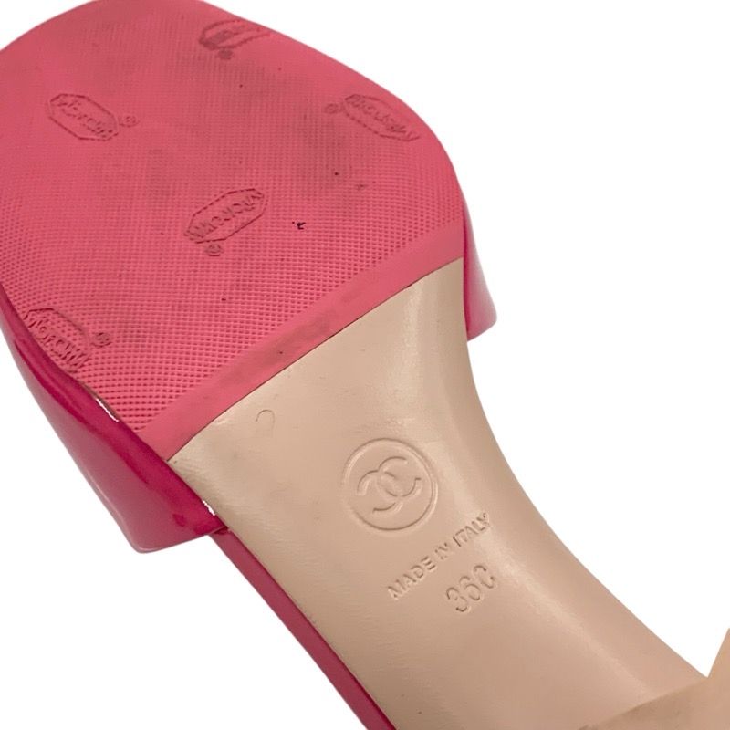 Chanel Sandals Shoes Patent Pink Mule Here Mark