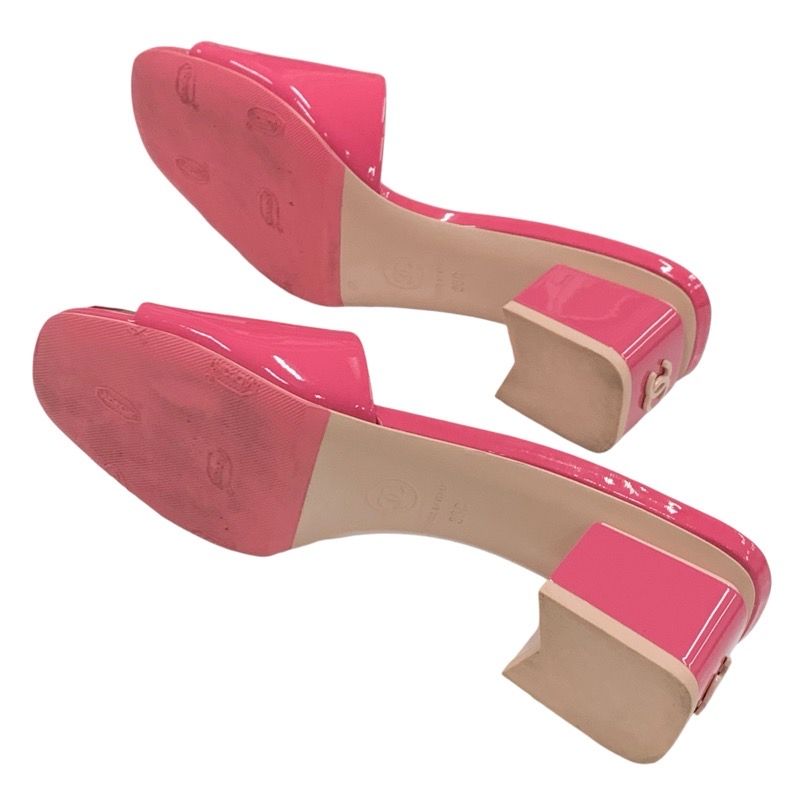 Chanel Sandals Shoes Patent Pink Mule Here Mark